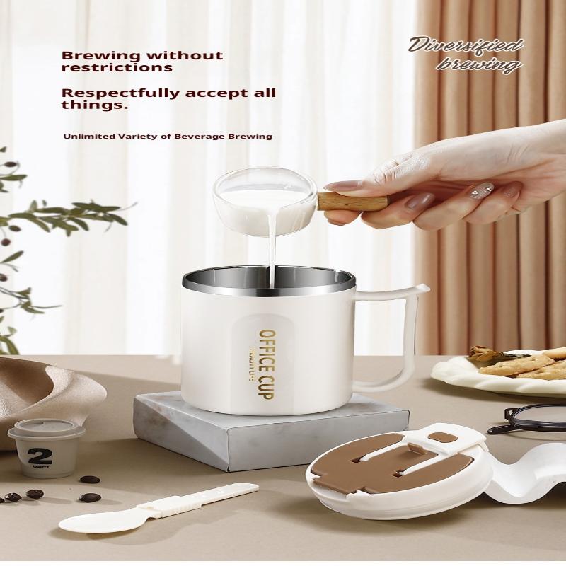 304 Edelstahl Kaffeetasse mit Löffel Doppelwandige Thermische Edelstahl Kaltwassergetränke Tumbler Tee Milch Tasse