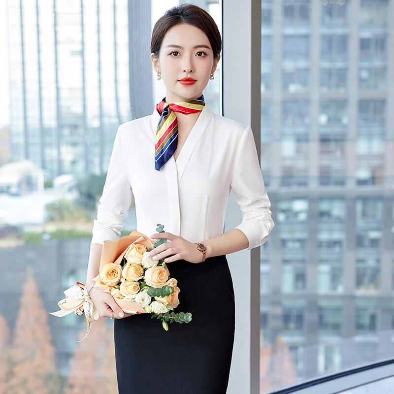 Taluoman Women s V-Neck Long-Sleeve Textured Stripe White Shirt Custom/Communicate for size