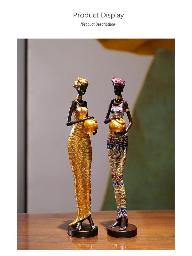 African Black Art Resin Figurine: Creative Home Decor for Living Room, Entrance Hall, or Wine Cabinet TV Stand