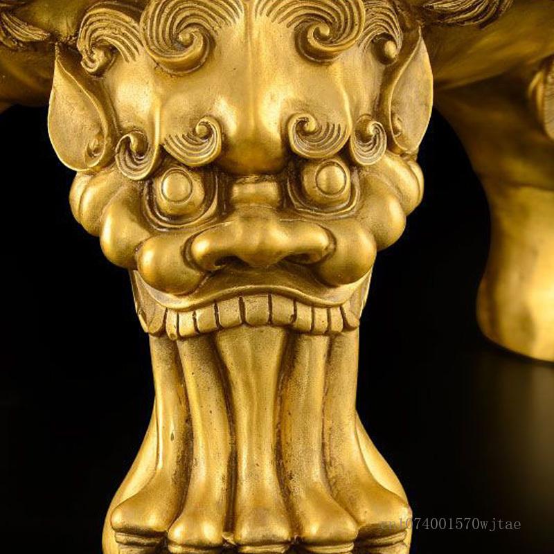 Creative Brass Three-legged Animal Shaped Aromatherapy Burner, Indoor Kowloon Incense Stove, Buddha Hall, Dog Sculpture Shaped