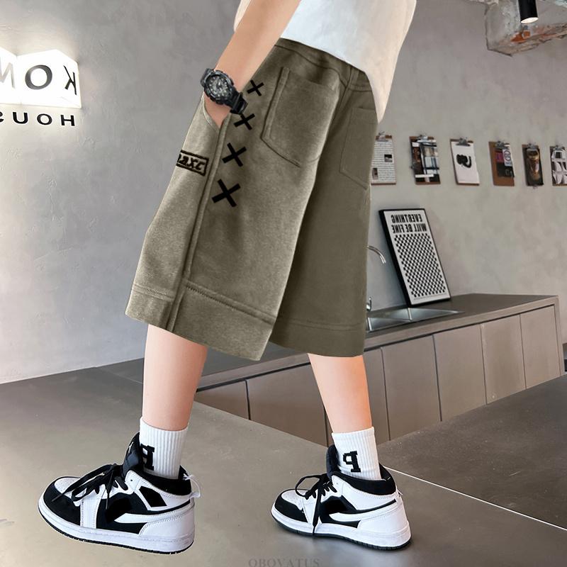 

Tween Boys Summer Capris Shorts Cotton Kids Loose Casual Style Sport Short Pants for Teenage Child 170 армія зелений колір