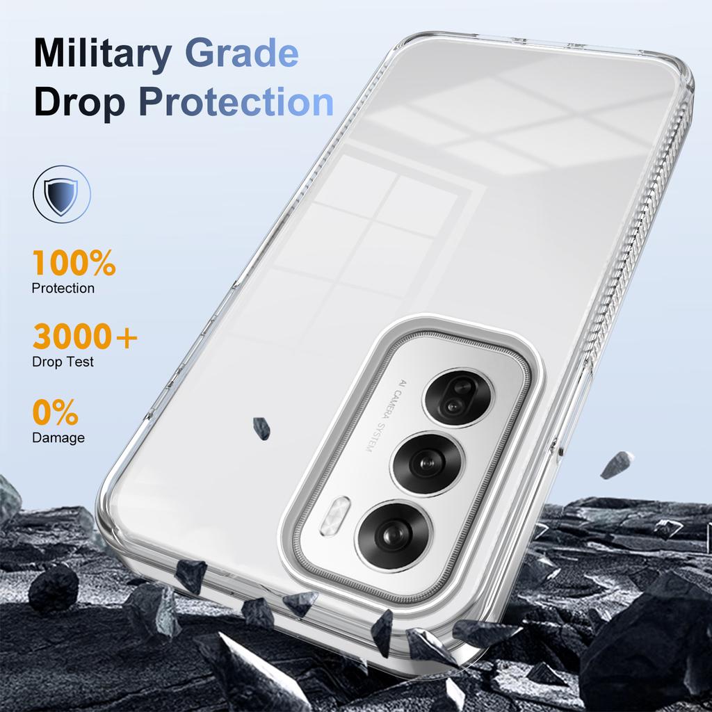 For Oppo Reno12 5G (Global) Clear Phone Case TPU+PC Anti-Slip Drop-Proof Back Cover