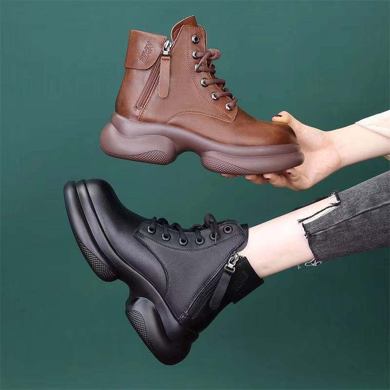 Retro Velvet Warm British Style Heightened Martin Boots New Short Boots In Autumn and Winter