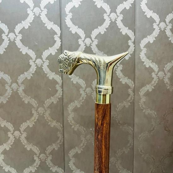 Handmade Wooden Walking Stick With Brass Tiger Head Handle 93.98 Cm Fathers Mothers Grandfather Grandmother Wedding Anniversary Gift