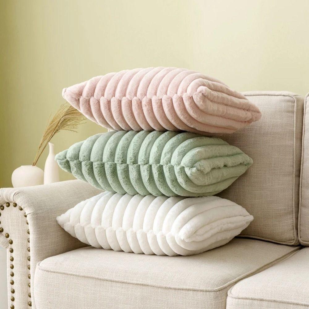 Decorative Plush Pillow Cover Skin Friendly Short Plush Pillowcase  Autumn and Winter