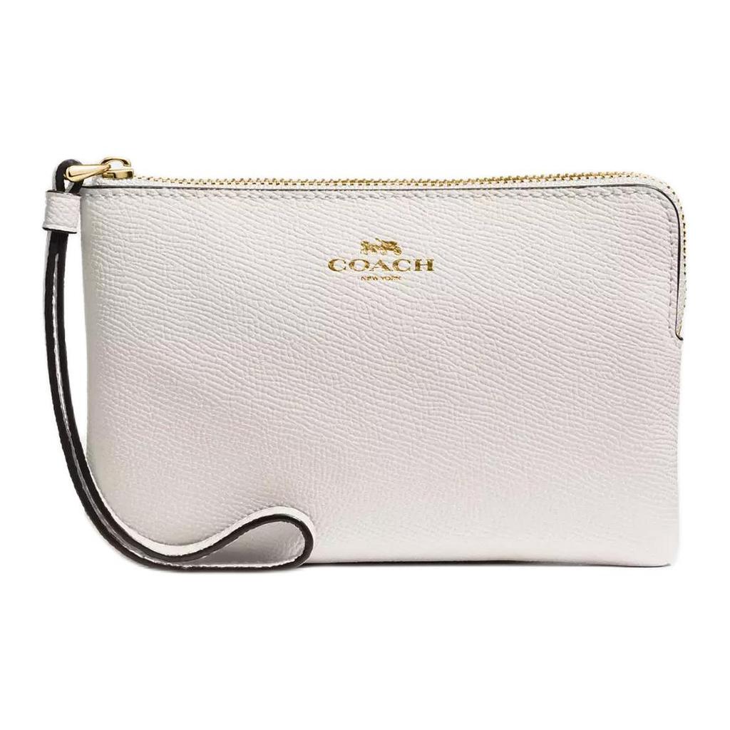 Coach Corner Zip 16 Crossgrain Leather Clutch Wallet Mini Women Wallet White 58032-IMCHK