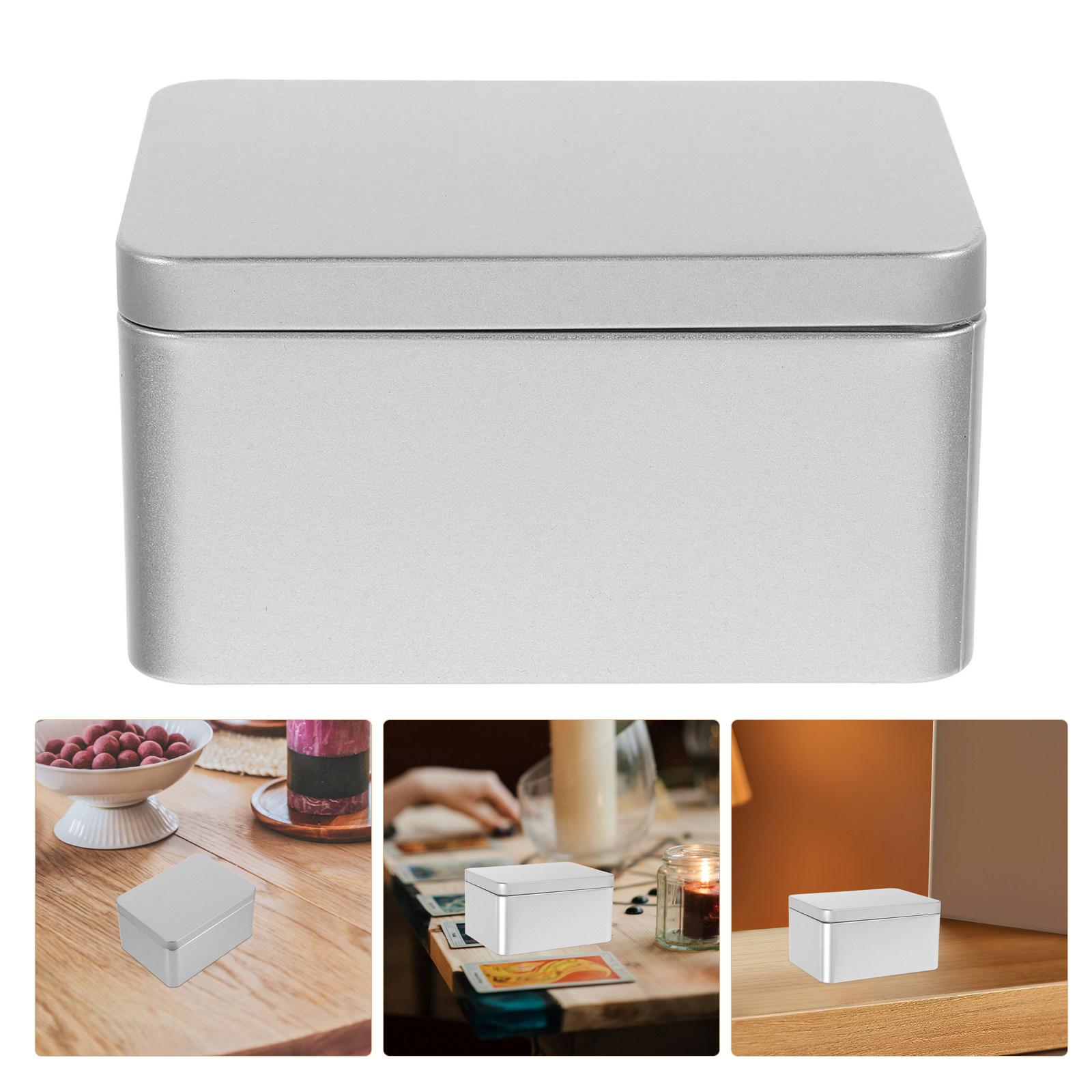 

Sturdy Tinplate Storage Box Medium Space Saving Portable Organizer for Sewing Accessories Craft Supplies Photo Storage Cards 11.5X8.5X6CM