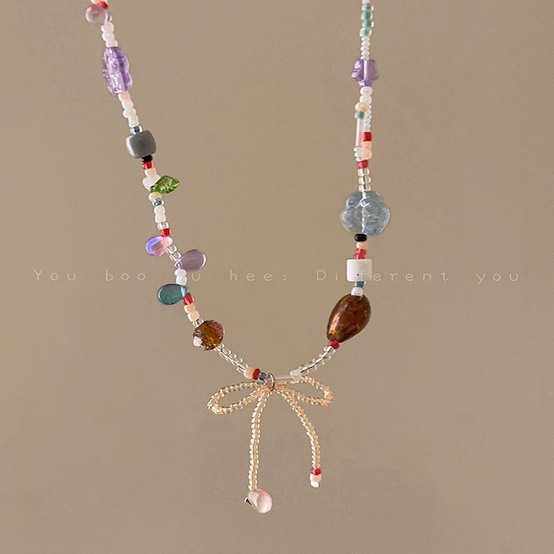 Summer Dopamine Female Glaze Clavicle Chain Bows