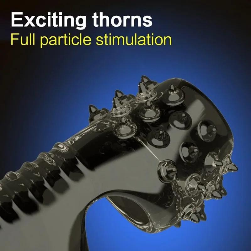 Penis Ring Shaft Ring Extender Sleeve Delay Ejaculation Cover Dotted Spiked Erection Adult Erotic Toy for Men Delay Ejaculation