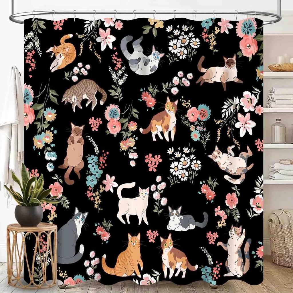 Boho Floral Shower Curtain for Bathroom,Colorful Mandala Tropical Flower Vibrant Ethnic Paisley Print Bohemian Unique Vintage