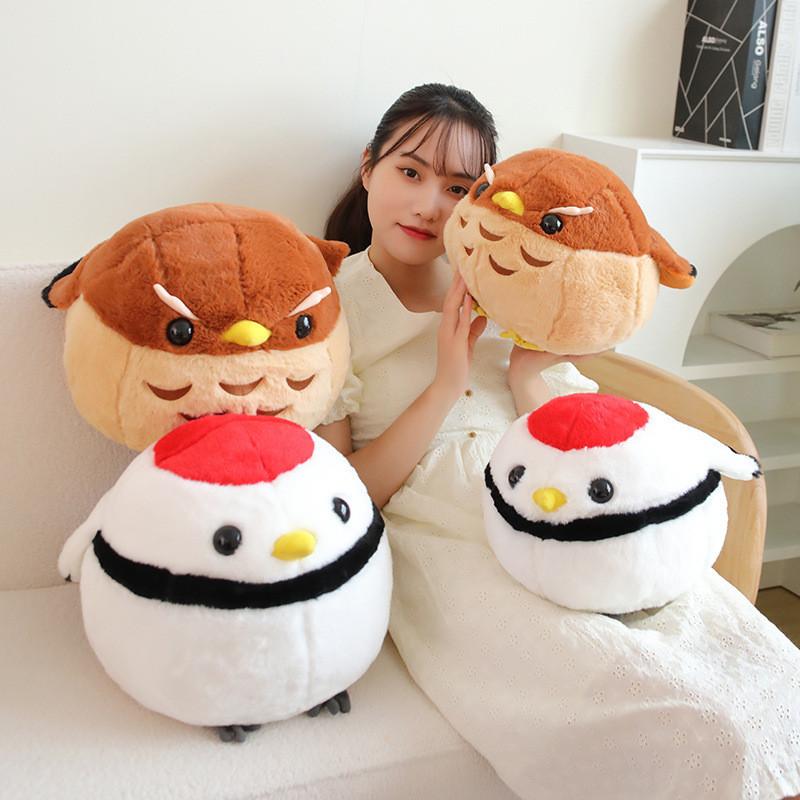 Spherical Red Crowned Crane Eagle Plush Toy Animal Stuffed Dolls Kids Gifts