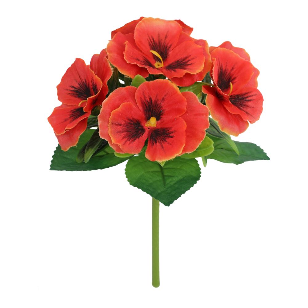 Шелковый букет анютиных глазок Букет из орхидей анютиных глазок Реалистичный вид красный