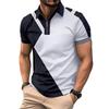 Independent Station Men'S Zipper Polo Shirt Printed Fashion Casual Short Sleeve Shirt