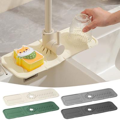 Kitchen Gadgets Silicone Drain Mat Faucet Storage Drain Rack Anti Splash Water Mat Extended Kitchen Mat Accessories