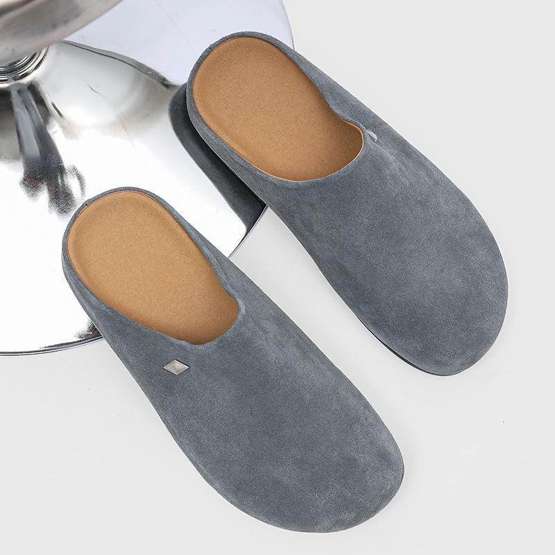 2025 Summer New Lazy One-pedal Casual Outdoor Half-bag Head Slippers 19987 gray-K