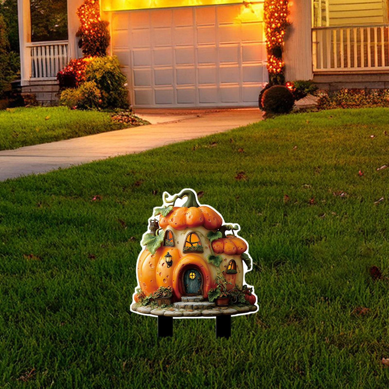 

2D Плоский тыквенный колышек Садовый знак Дождестойкий Новинка Дворовое Хэллоуин украшение для патио