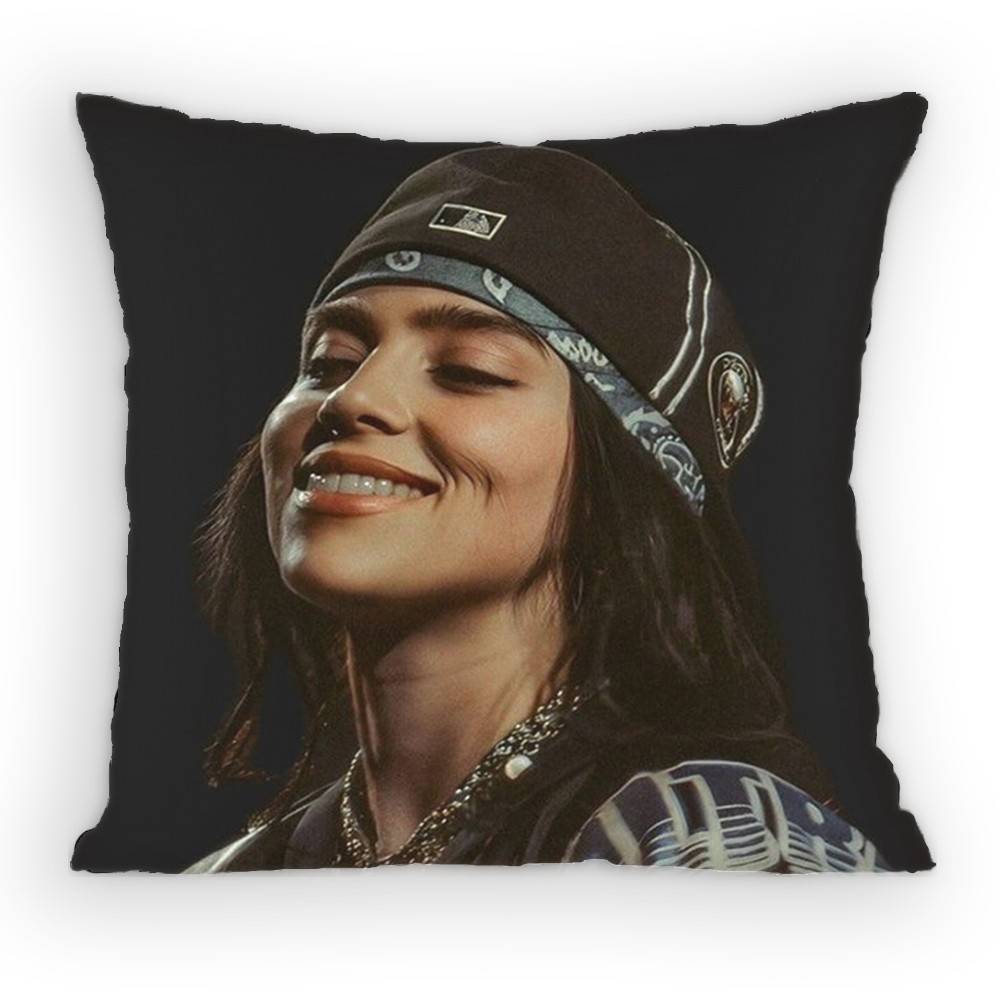 Billie Eilish Blue Pillow Case Sofa Living Room Bedroom Headboard Backrest Cushion Square Cushion Nap Time