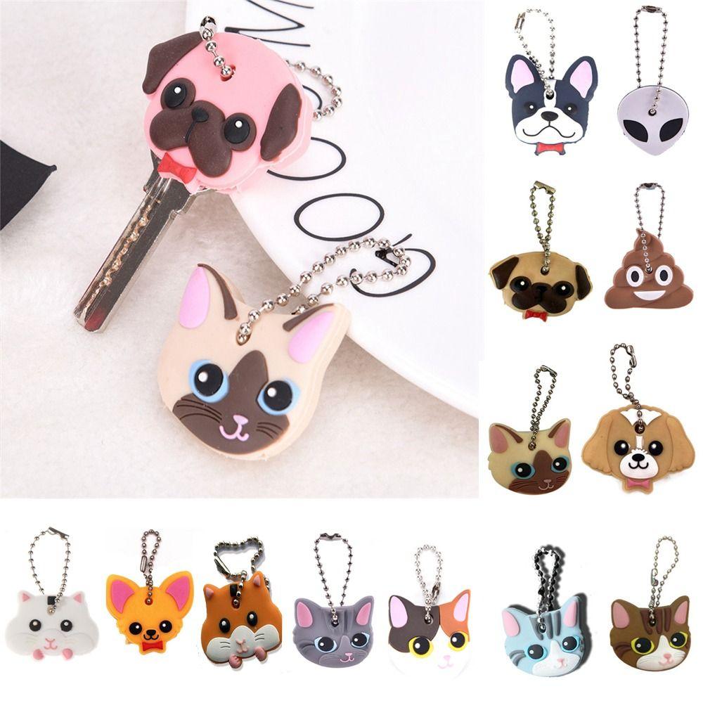 PVC Key Dust Cover Animals Shape Key Pendant Coat Small Key Protective Case  Keys