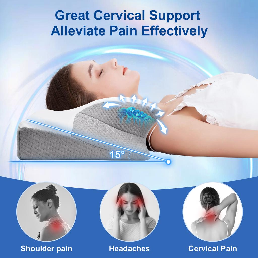Pulatree Cervical Pillow for Neck & Shoulder Pain Relief Ergonomic Memory Foam Pillow Suitable for Different Sleeping Postures