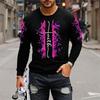 Funny Cross Print T Shirt For Men Casual O-neck Loose Pullover Fashion Comfortable Long Sleeve T-shirt Autumn Top Street Clothes