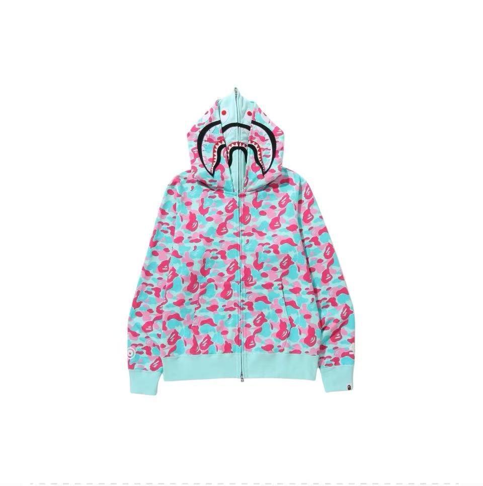 BAPE Žraločí maskáčová bavlněná vyšívaná mikina s kapucí