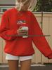 American Fashion Round Neck Sweatshirt: Cute Cartoon Duck Print, Loose Fit, Comfortable for Autumn & Winter.
