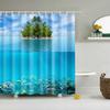 Blue Sky Beach Shower Curtain Modern Scenery Print Bathroom 3D Blackout Curtain Large 180x200cm for Bathroom
