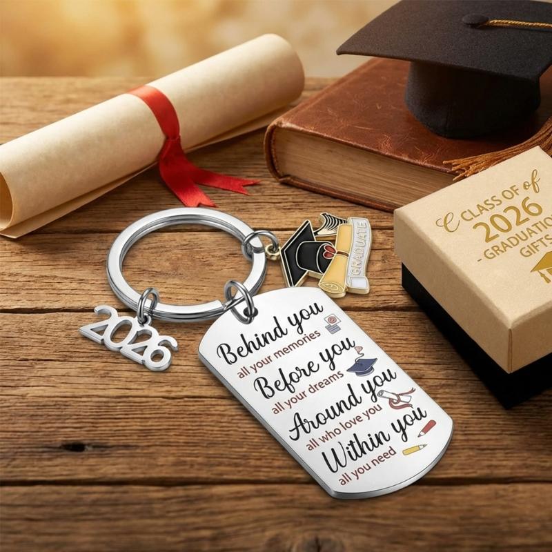 Stainless Steel Graduation Cap Keychain Bag Decoration For 2026 Commencement Academic Keepsake Graduation Gift