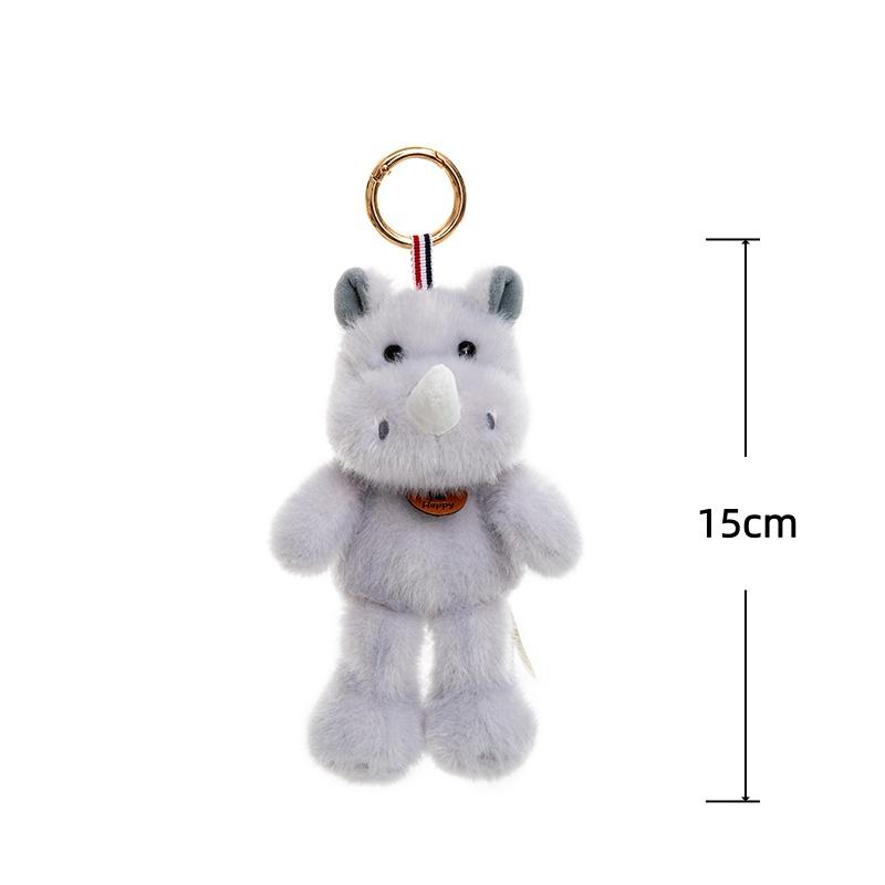15cm Pet Series Plush Toys Monkey Rhinoceros Panda Chimpanzee Pendant Keychain Stuffed Doll Backpack Pendant Birthday Gifts