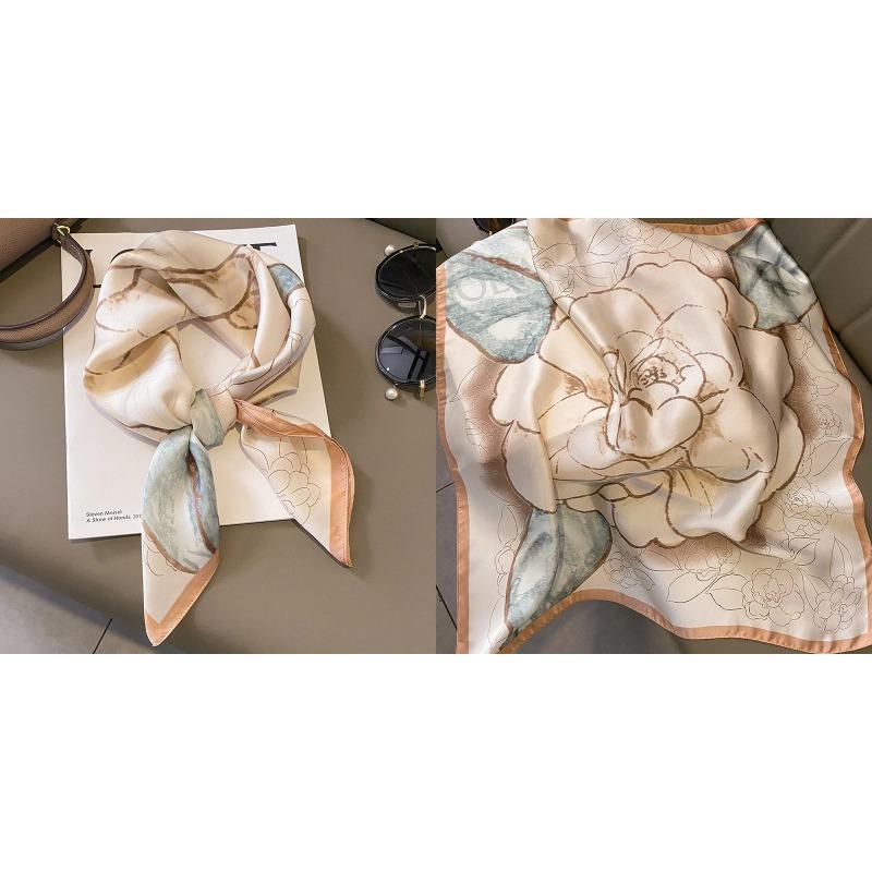 Lenço Quadrado de Seda Estampa Floral de Luxo Mulheres Lenço de Cetim Macio Faixa de Cabelo Lenço de Pescoço Cabeça Hijab Senhora Faixa de Cabelo Foulard Fita de Bolsa