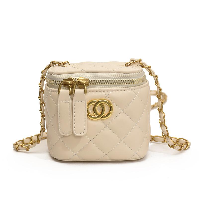 Childrens Fashion Lattice Print Solid Color Crossbody Bag With Pu Material For Toddler Girls Daily Use