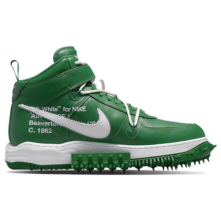 Off-White X Nike Air Force 1 Mid SP Leather Pine Green Unisex Sneakers DR0500-300