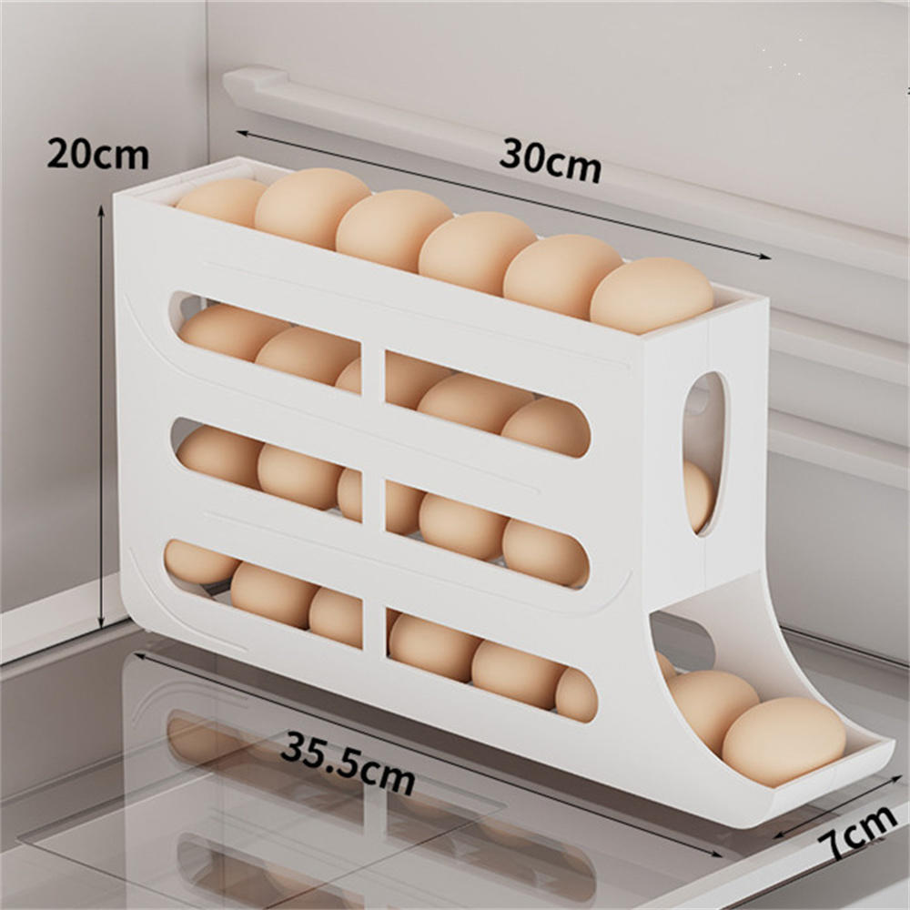 Automatický posuvný držák na vejce Úložná krabice Košík na vejce Organizér kontejneru Skládací lednička Dávkovač vajec do kuchyně