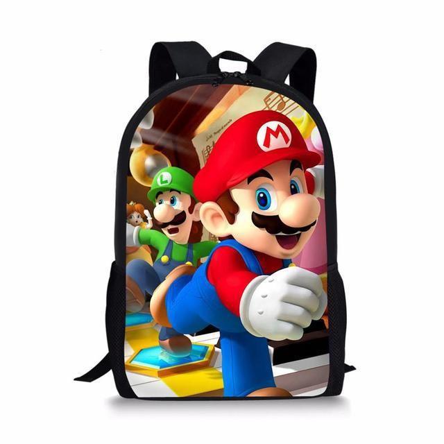 Double Super Mario Shoulder School Bag With Durable Material Pattern Playful