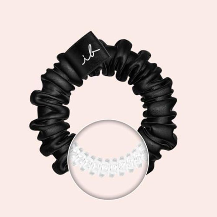 Haargummi - INVISIBOBBLE - Sprunchie Slim True Golden - Schwarz und Goldene Seide - 2er-Pack - Bequemer Halt