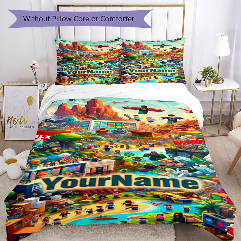 Roblox 248 Customize your name Bedding Set Breathable Duvet Cover with Pillowcases Home Decoration Birthday Gift