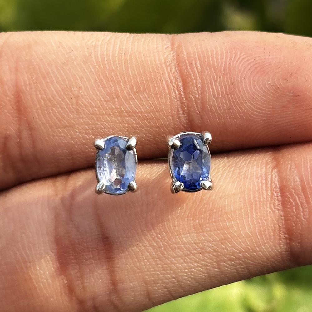 Elite 925 Sterling Silver Earring 8 Ct Natural Blue Sapphire Gemstone Certified