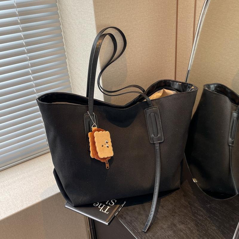 Большая вместительная холщовая сумка женская сумка через плечо сумка через плечо хаки — фото 6