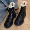 thick-soled snow boots women's new winter thin boots warm cotton shoes fluffy shoes small short boots