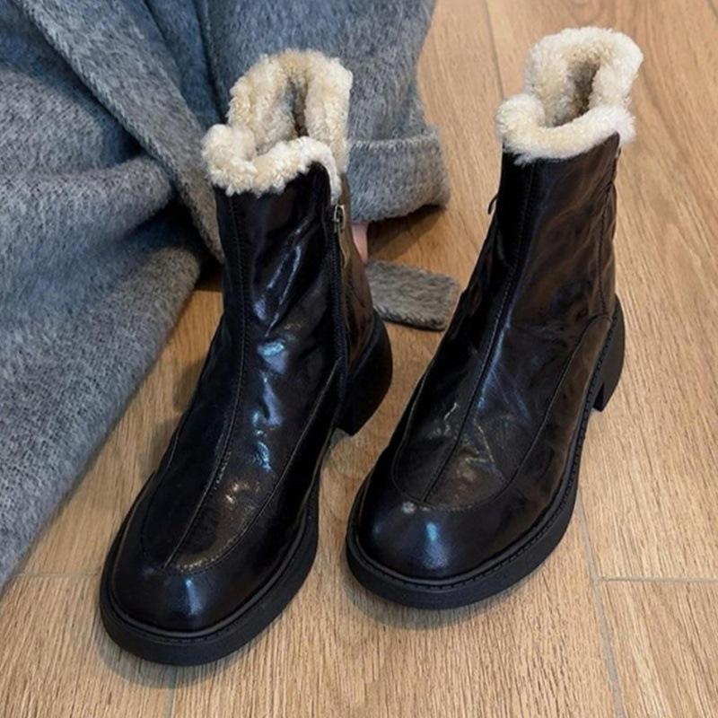 thick-soled snow boots women's new winter thin boots warm cotton shoes fluffy shoes small short boots