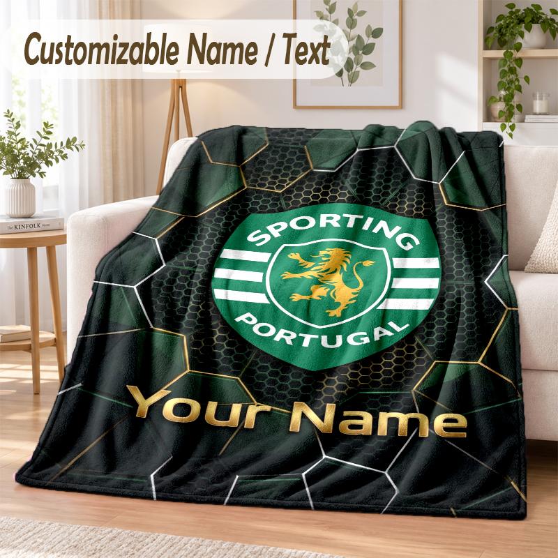 Custom Text Flannel Blanket Sporting CP Print Warm Cozy Blanket Home Sofa Bedding