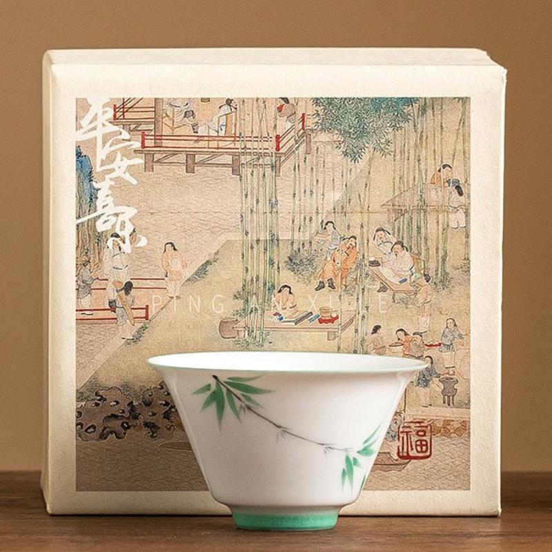 Hand-painted Bamboo Master Cup Ladies Personal Tea Cup Bowl Chinese Ceramic Kung Fu Teaware Retro Tea Ceremony Household Teacups