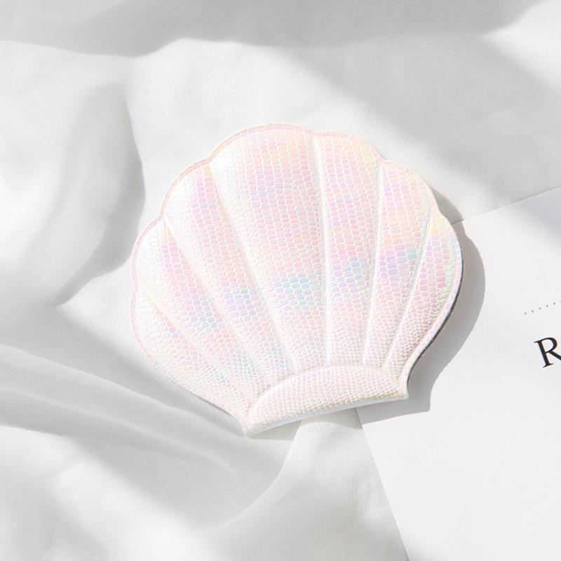 Mermaid Heart Glitter Double-sided Compact Mirror with Colorful Shell Design