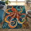 Vintage Octopus Design Area Rug - 100% Polyester, Non-Slip, Fade-Resistant, Hand Washable, Indoor Use for Living Room