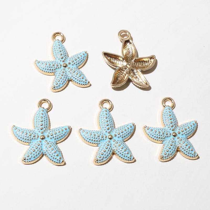 20pcs Enamel Starfish Charms Pendant 23x19mm Alloy Metal Crafts for Earrings Necklace Bracelet DIY Jewelry Making Accessories