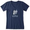 Life Is Good. Women's Here for the Hotdogs Short Sleeve Crusher Vee Darkest Blue