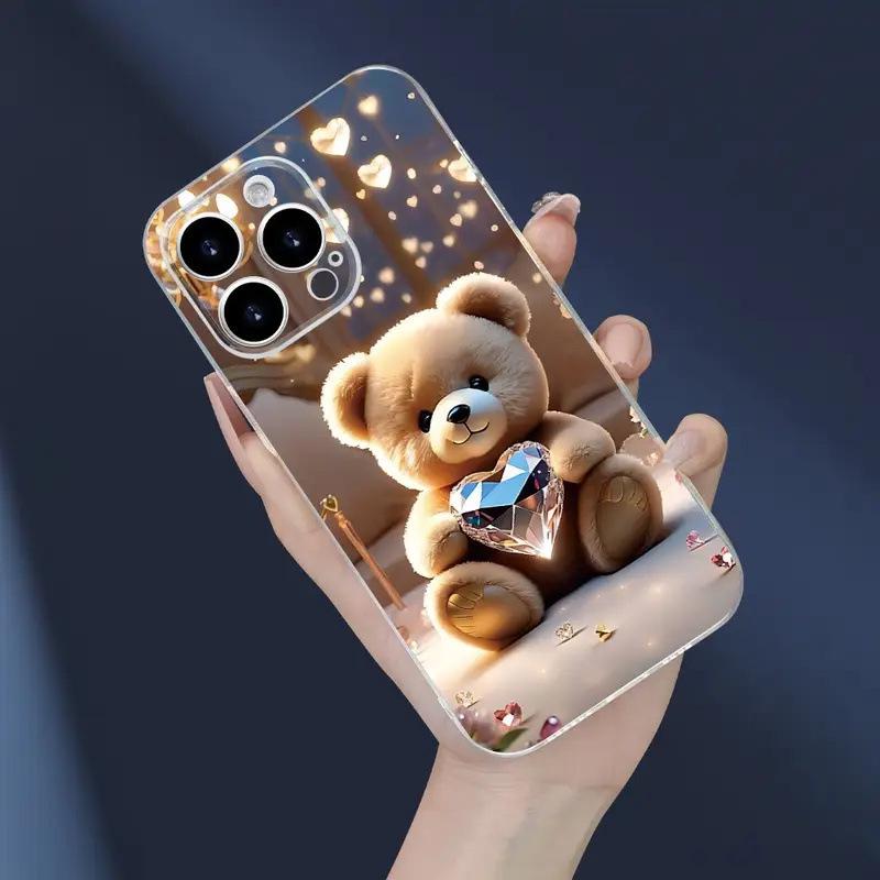 Diamond Bear Transparent Case for iPhone 16E/15/14/13/12 Pro Max/R/11