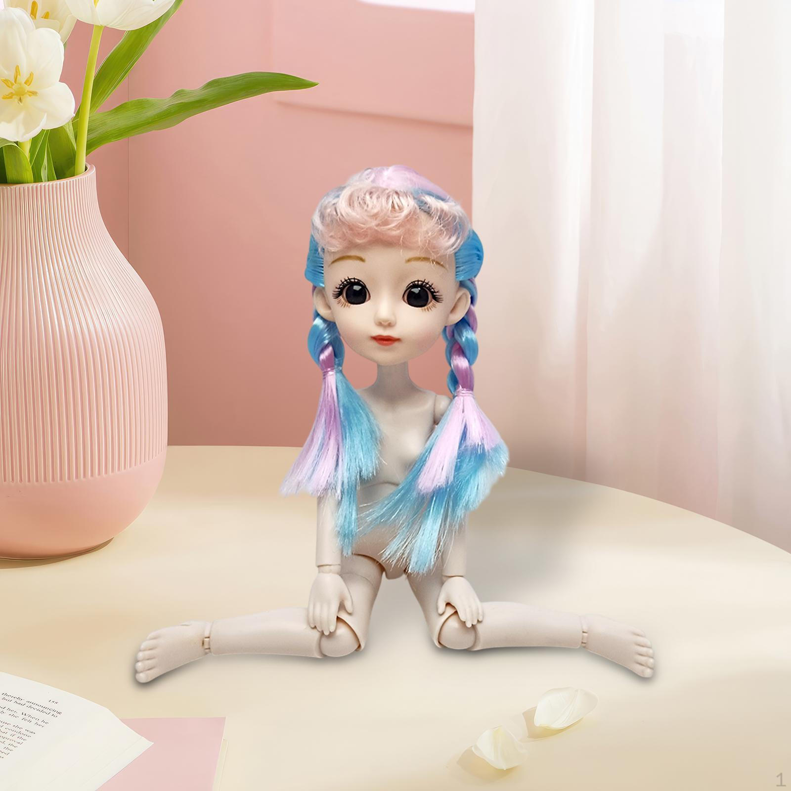 

1/6 BJD кукла 3D глаза девочки подарки милые одеваются гладкие волосы ролевые игры игрушка blue pink hair