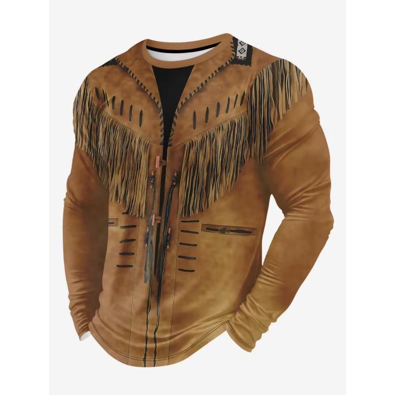 Mexiko Adler Druck T-Shirt für Herren Mode Bequemes Baumwolle Langarm-T-Shirt Lässiger Rundhals Pullover Herbst Lockere Herren Oberteile