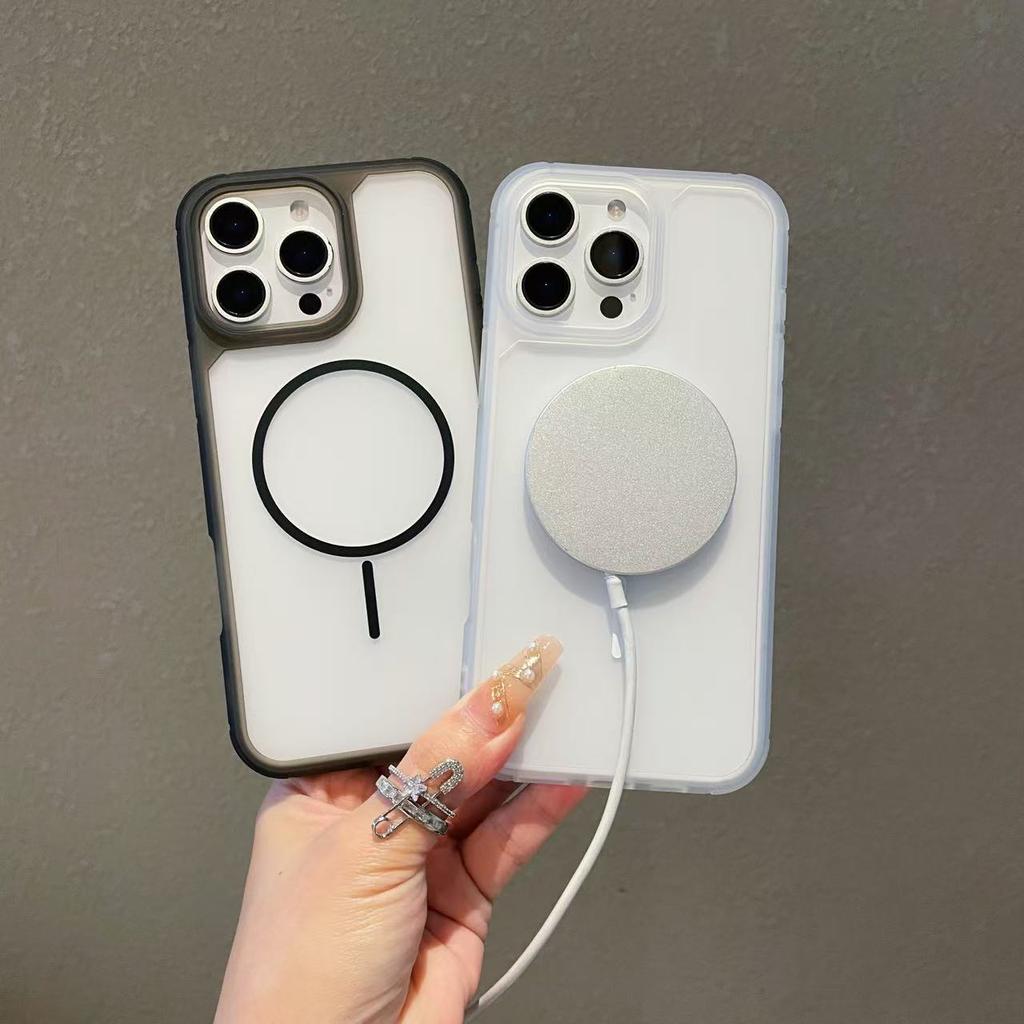 Luxury matte clear shockproof protective cover for iPhone 16 15 14 13 12 11 Pro Max Plus Magsafe magnetic wireless charging case